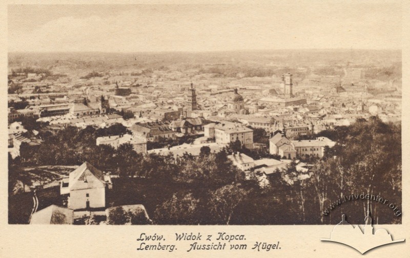 Панорама Львова з Кургана Люблінської унії (сьогодні Замкова гора), 1917 р.